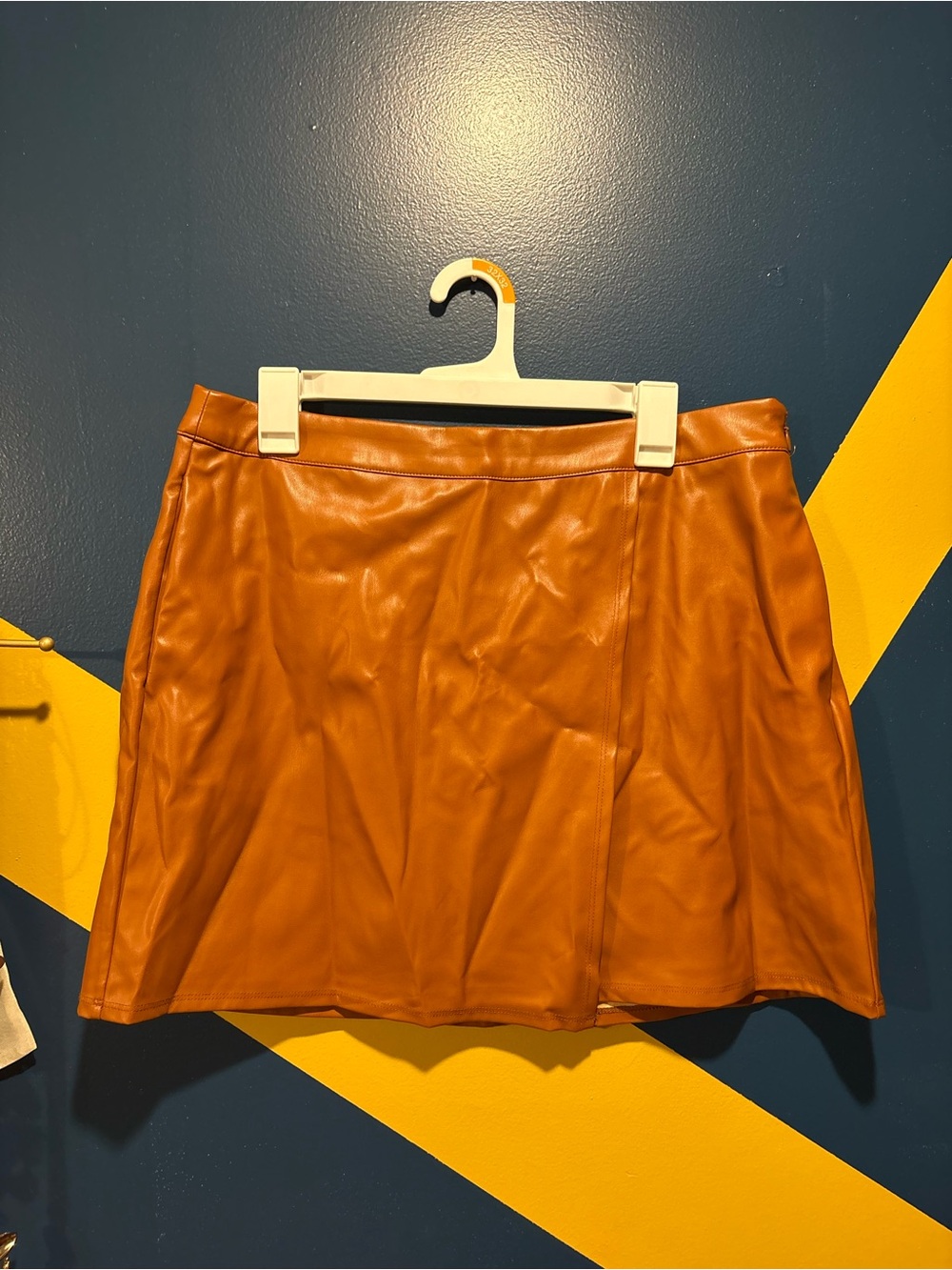 A New Day Camel Faux Leather Mini Skirt NWOT